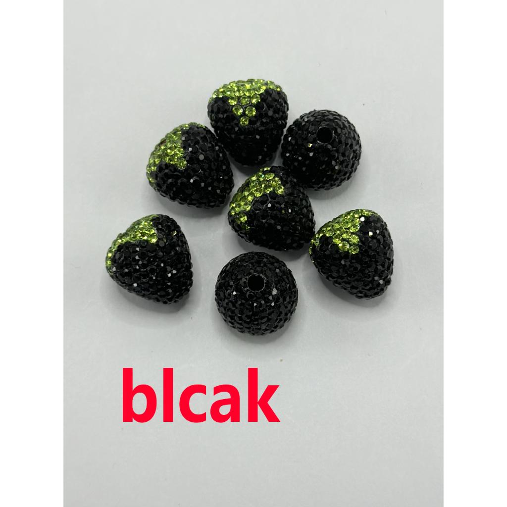 Strawberry Clay Beads with Rhinestones  18mm by 16.5mm, ZY, Can Fit Pen