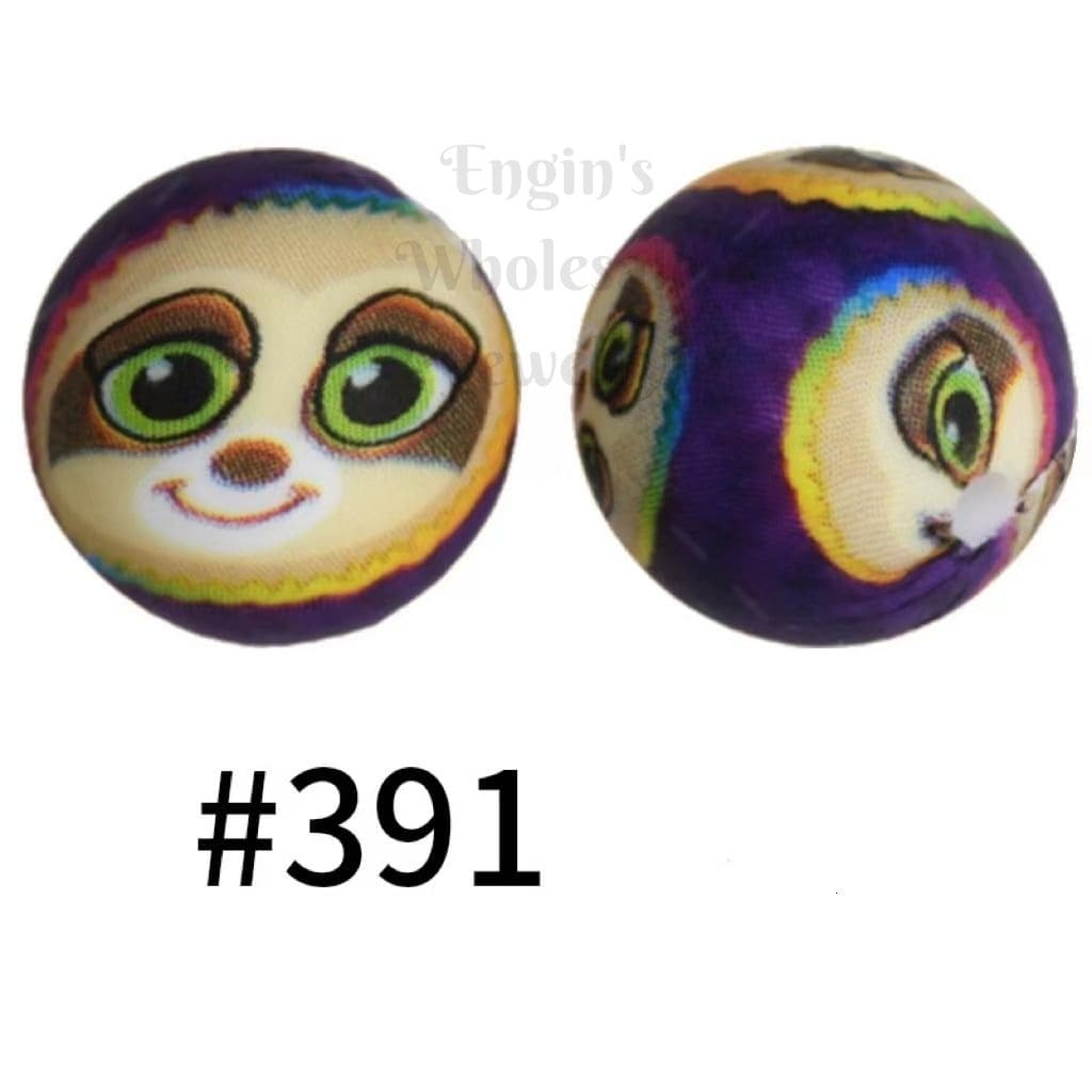 Sloth Printed Silicone Beads Number 391