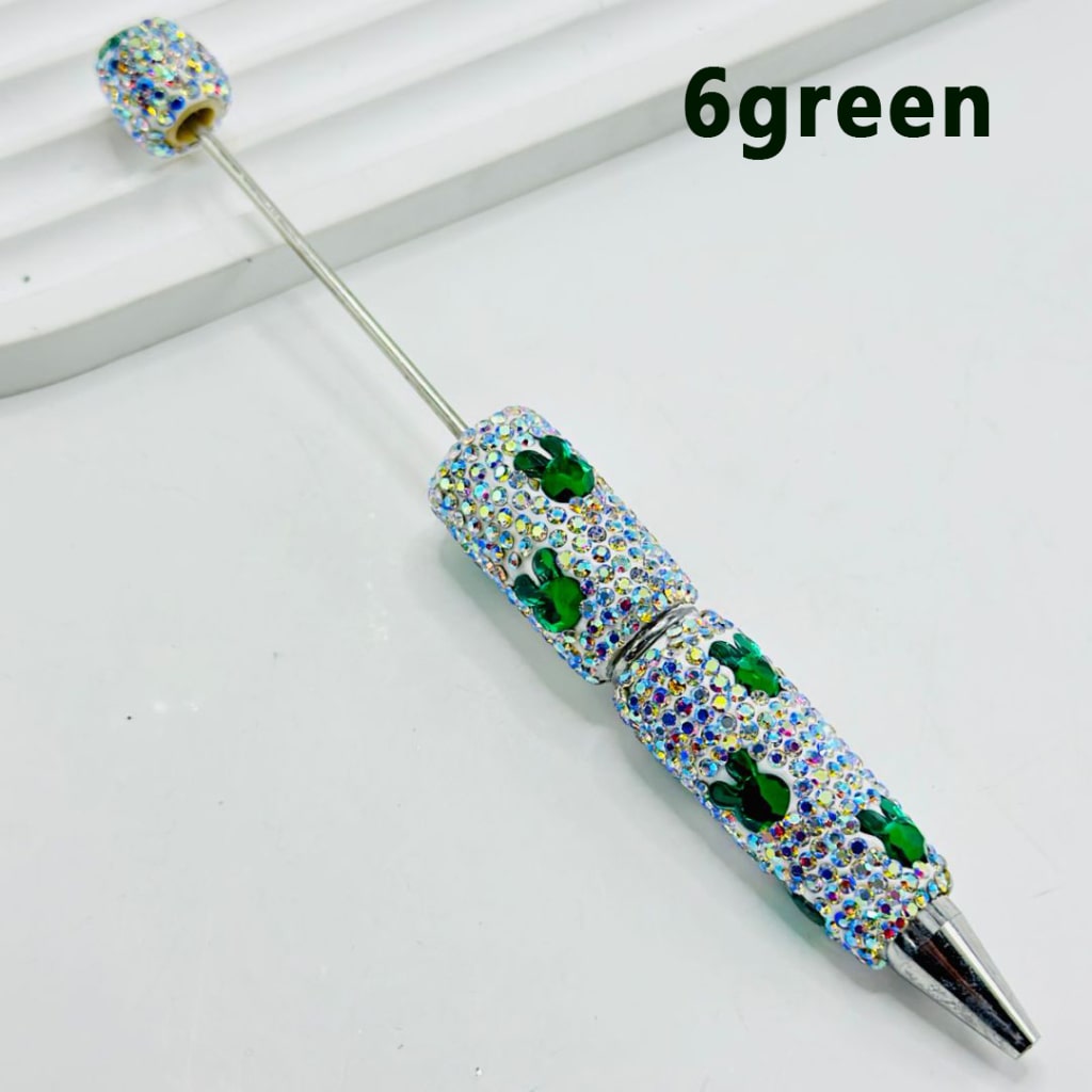 Beadable Clay Pens with AB Color & Colorful Bunny Rabbit Head Rhinestones Covered the Entire Pen