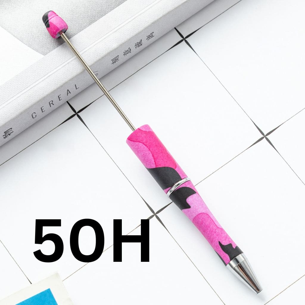 Pink and Black Printed Beadable Pens Number 50H