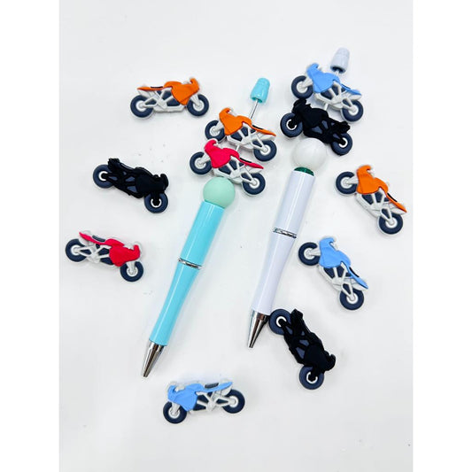 Blue Motorcycle Racing Silicone Focal Beads