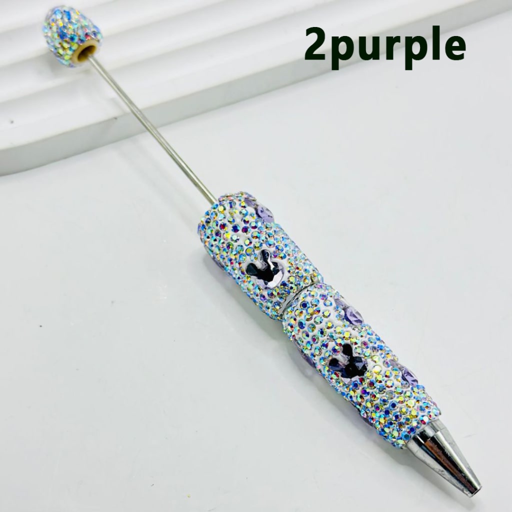 Beadable Clay Pens with AB Color & Colorful Bunny Rabbit Head Rhinestones Covered the Entire Pen