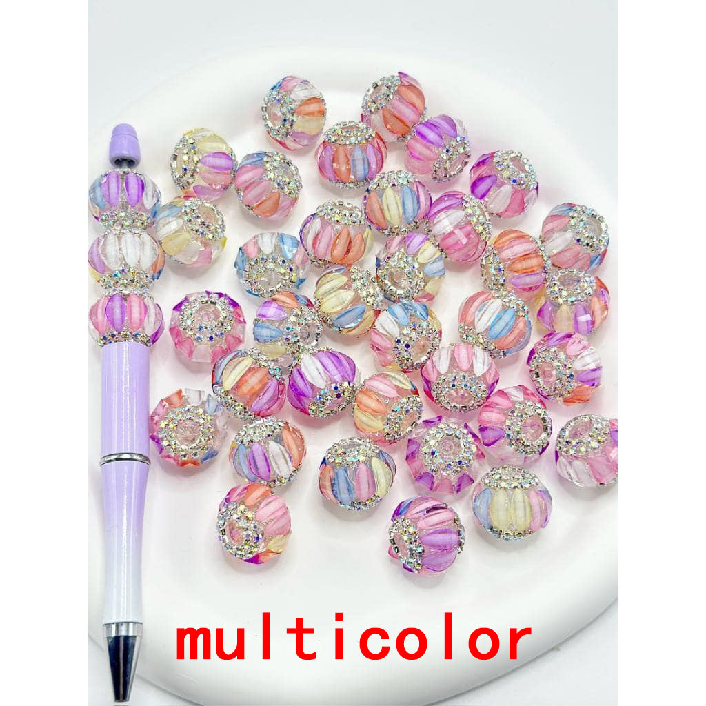 See Thru Acrylic Beads with Flower Petals Moon Shape Crystal Rhinestones, Chain, ZY