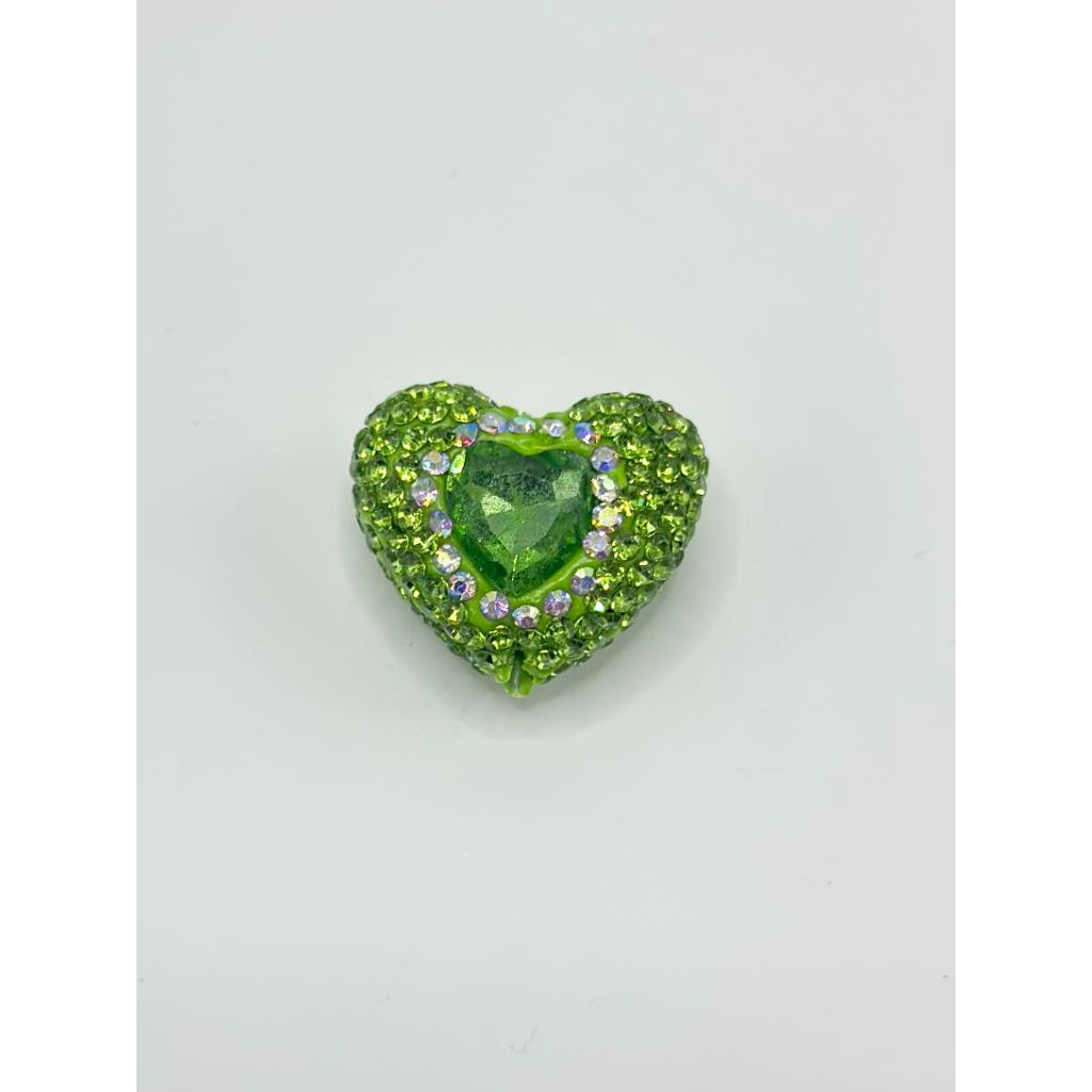 Bling Bling Sparkling Heart Clay Beads with Colorful Rhinestones, 20mm by 26mm