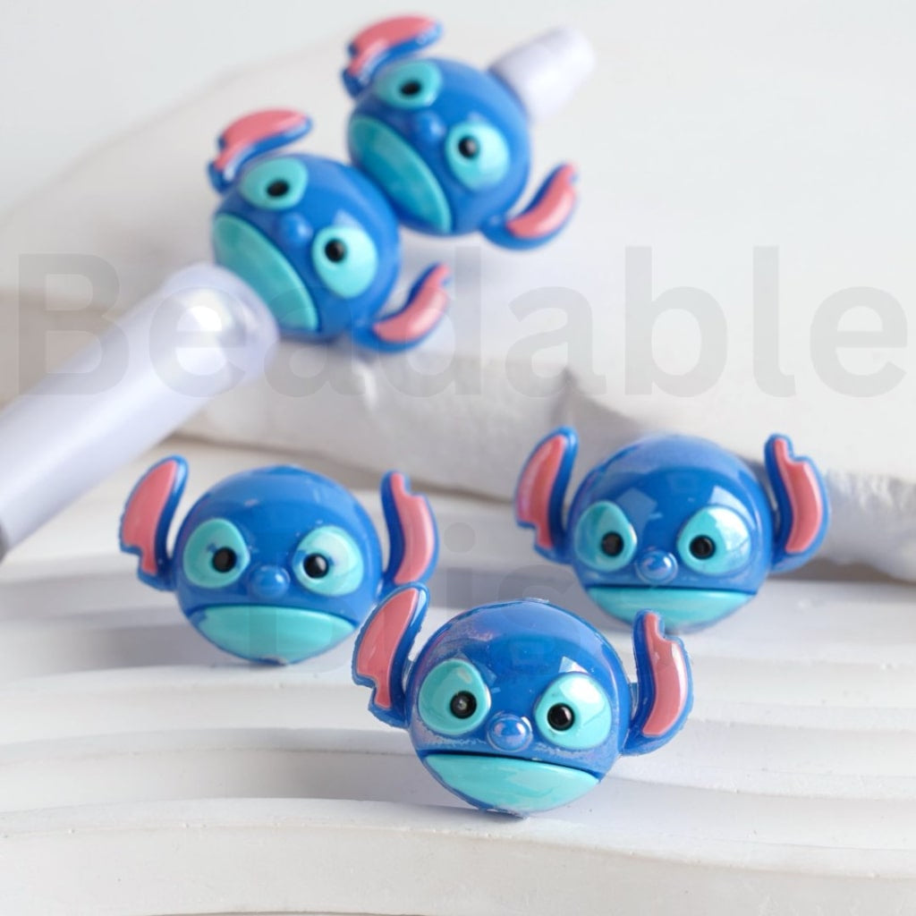 Vivid Cute Disne Cartoon Stitc Head Acrylic Beads, Around 30*20MM, Random Mix