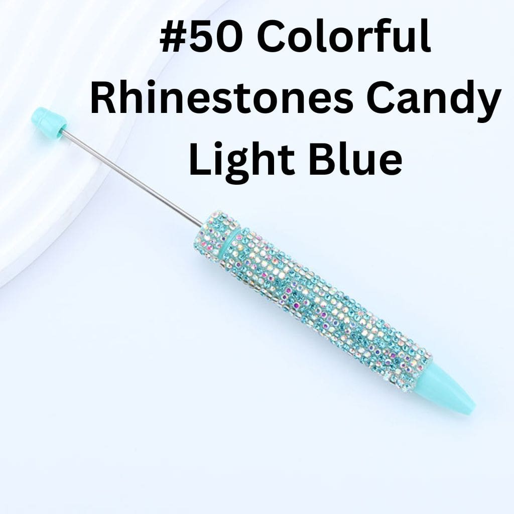 DIY Long Style Beadable Pen with Colorful Rhinestones in Solid Color, 168MM