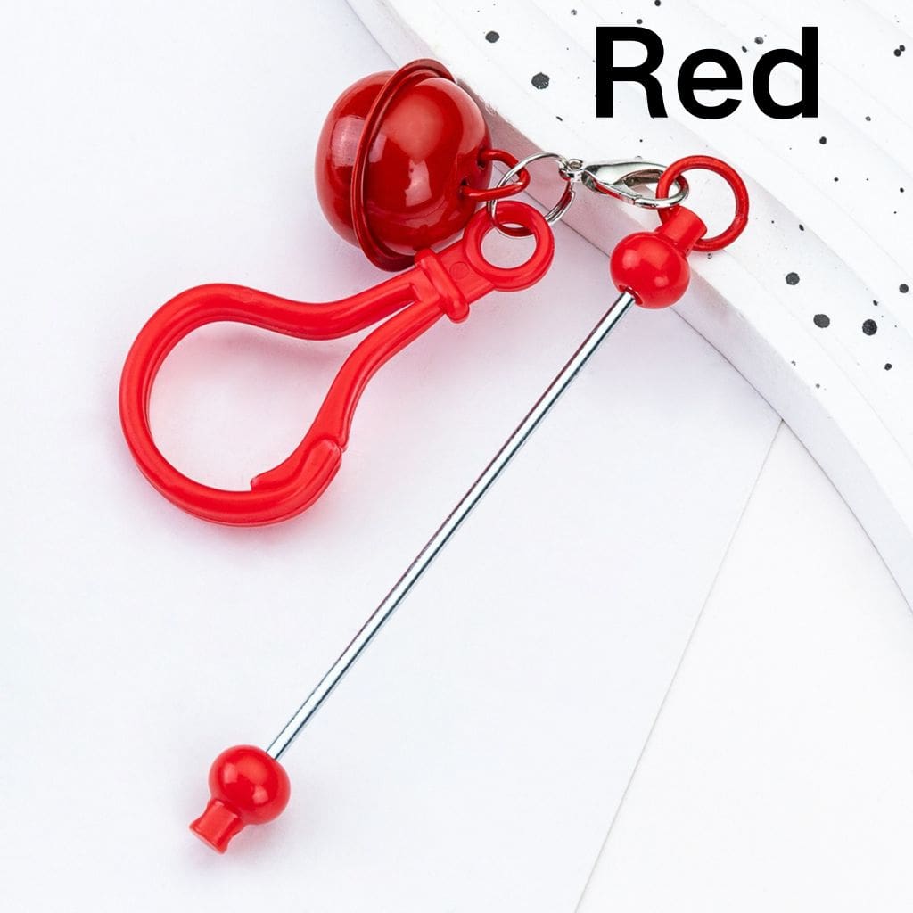 DIY Beadable Keychain with Bar Karabiner Carabiner Hook Bell in Solid Color, 153MM