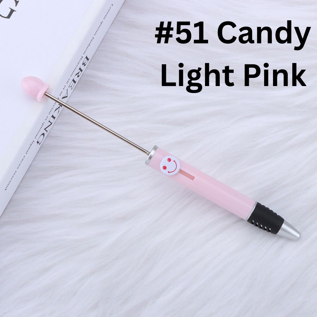 Fashionable DIY Plastic  Beadable Pen with Smile Emoji in Solid Colors