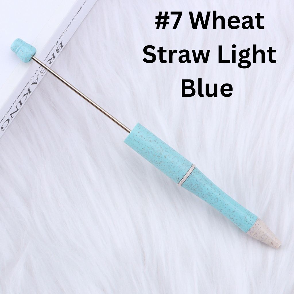 Environmental Wheat Straw Theme DIY Plastic Beadable Pen in Solid Colors, 147MM