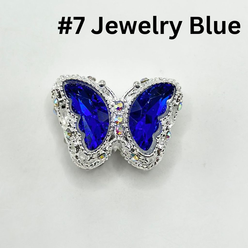 Fancy Alloy Metal Beads with Hollow Sparkling Rhinestone Butterfly, 20mm by 28mm