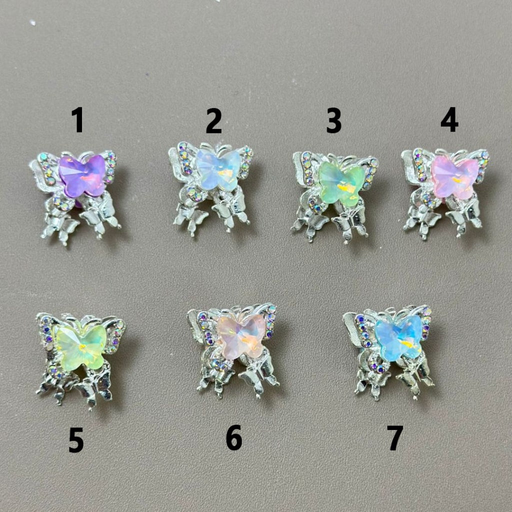 Exquisite Silver Alloy Butterfly with AB Mini Rhinestones Macaron Color Butterfly Diamond, Around 15*18MM, Please Read the Description