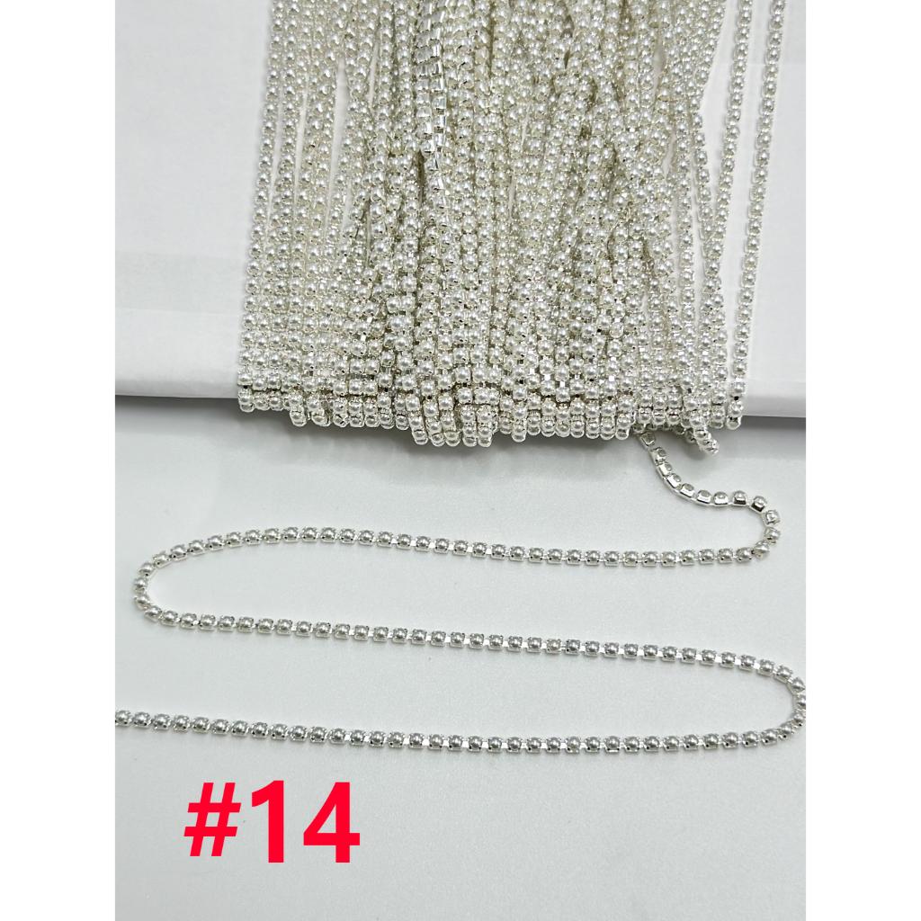 DIY Bling Bling Rhinestone Pearl Chain Accessories, Around 10 Yard of 1 Roll