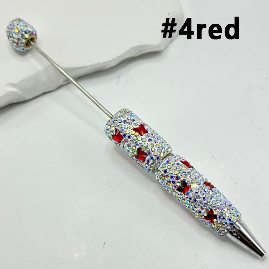 Beadable Clay Pens with Multi-Color Butterflies Mini AB Rhinestones Covered the Entire Pen