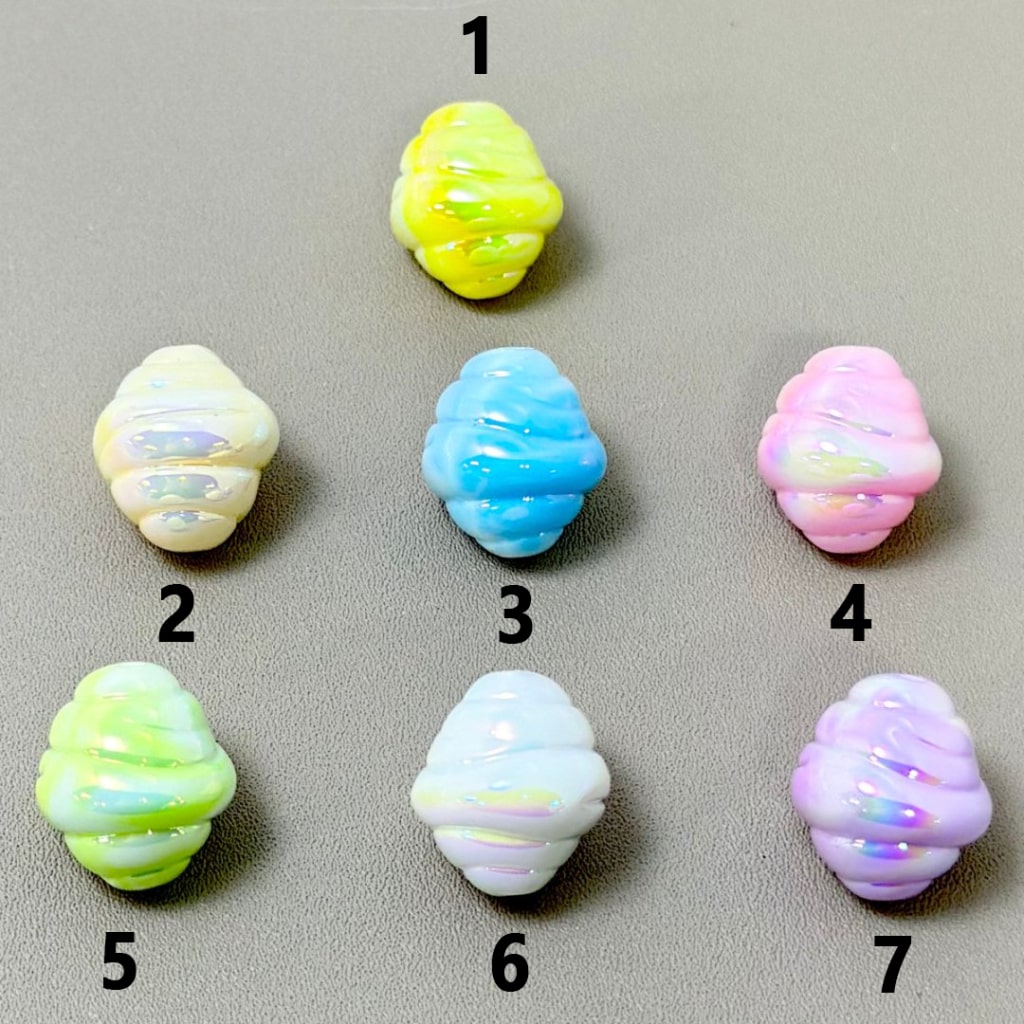 UV Finish Colorful Conch Sea Snail Acrylic Beads, Around 18*16MM, Please Read the Description