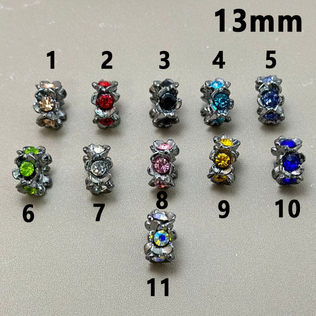 Exquisite Gun Black Metal Alloy Flower Colorful Rhinestones Inside Spacer, 13MM, Please Read the Description