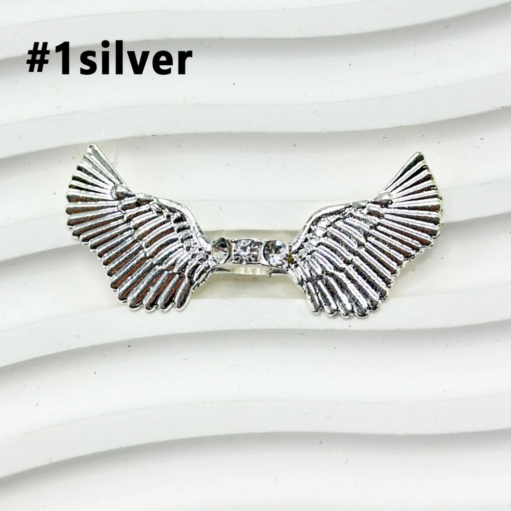 Clear Rhinestone Spacers with Angel Wings