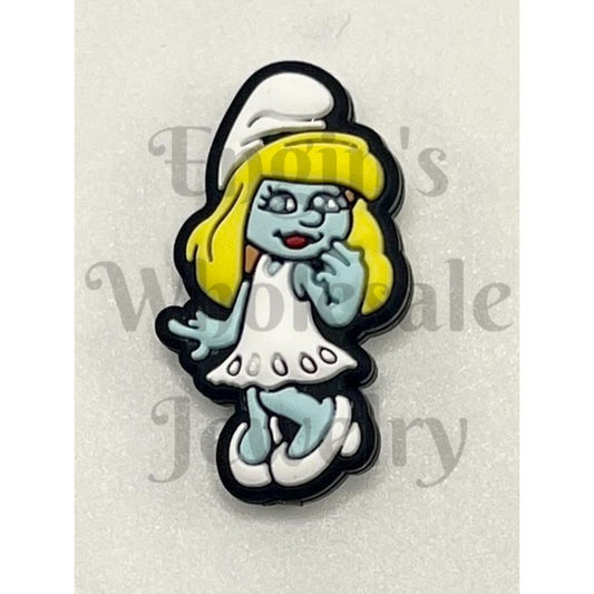 Cartoon Smur Girl Silicone Focal Beads