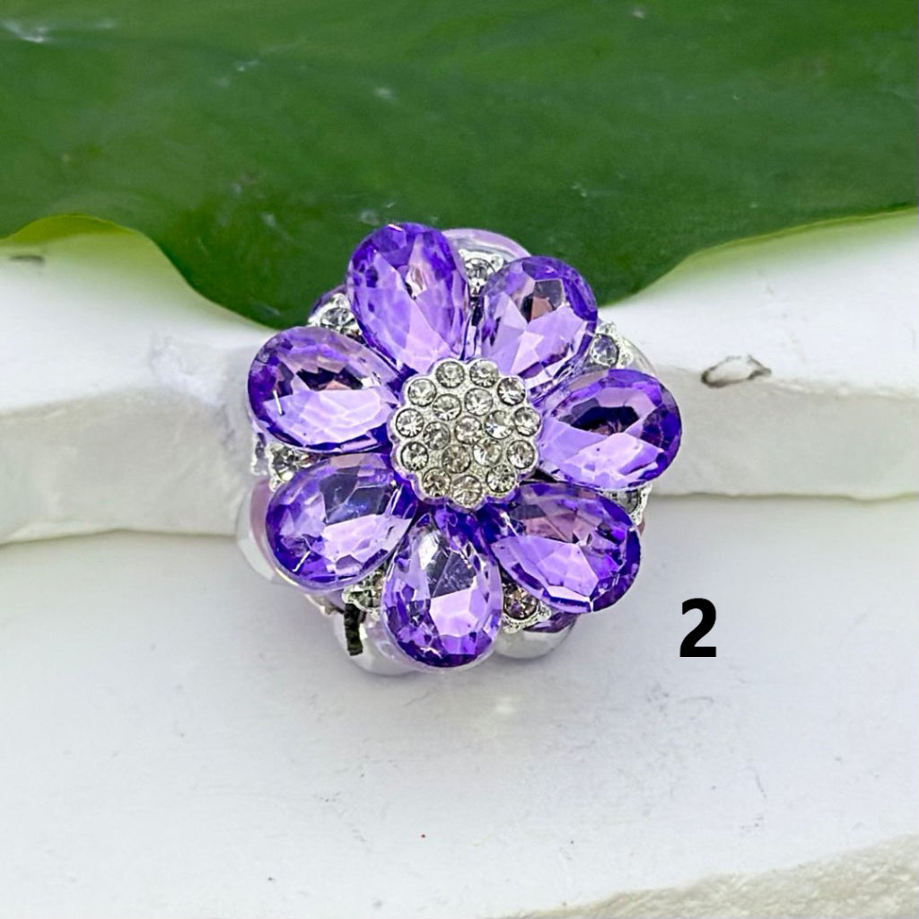 Bling Bling Fancy Silver Alloy Flower with Clear & Colorful Rhinestones Oval Pearls Clay Beads, 25MM