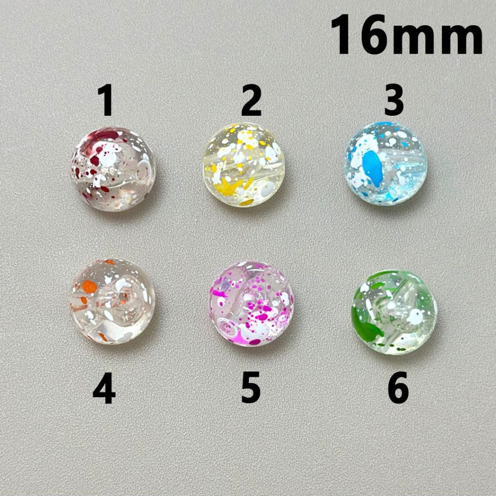 Colorful Spots Clear Round Acrylic Beads, 16MM, Please Read the Description