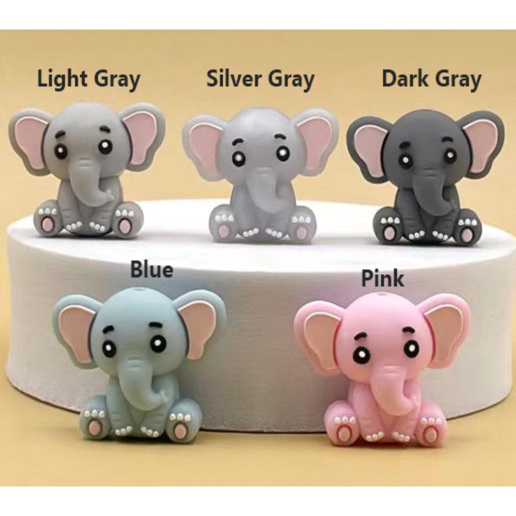 3D Cute Baby Elephant Silicone Focal Beads