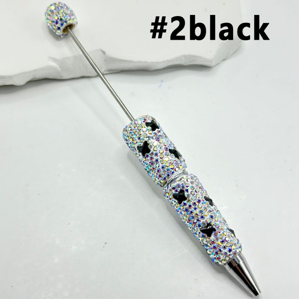 Beadable Clay Pens with Multi-Color Butterflies Mini AB Rhinestones Covered the Entire Pen