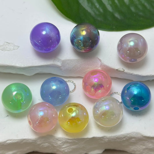 Bling Bling Shiny Glittery Colorful Round Acrylic Beads, 16MM, Please Read the Description