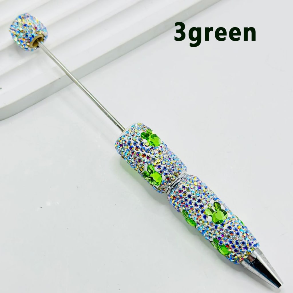 Beadable Clay Pens with AB Color & Colorful Bunny Rabbit Head Rhinestones Covered the Entire Pen