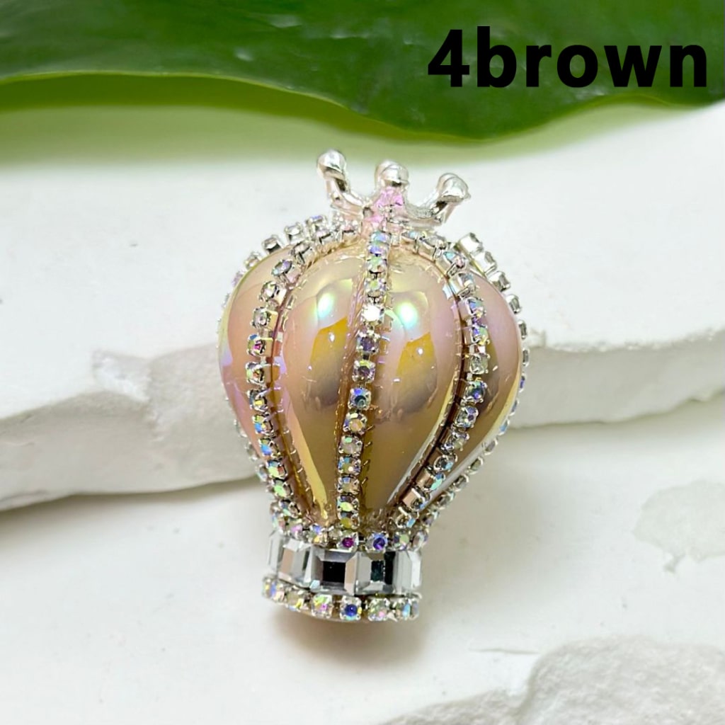 UV Finish Candy Color Hot Air Balloon Acrylic Beads with Silver Alloy Crown AB Rhinestones Chains, Around 36*25MM