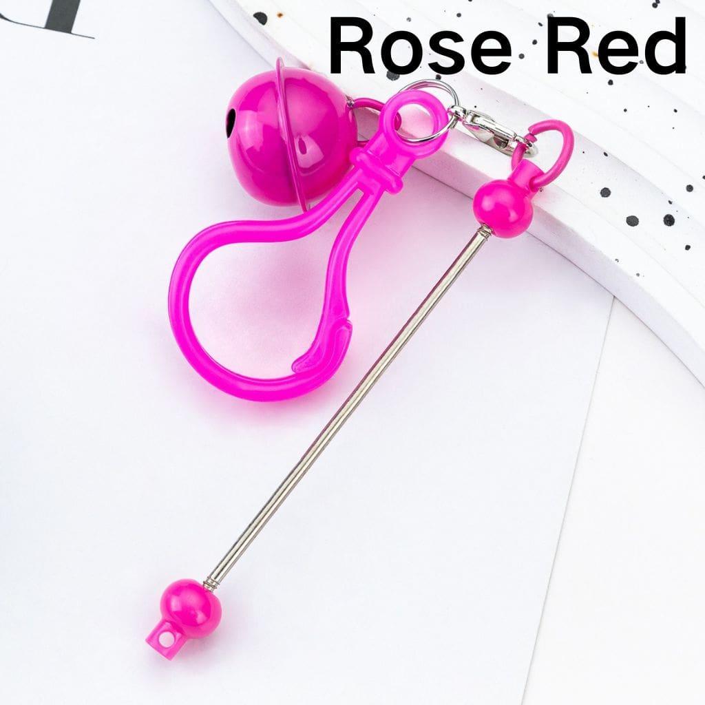 DIY Beadable Keychain with Bar Karabiner Carabiner Hook Bell in Solid Color, 153MM