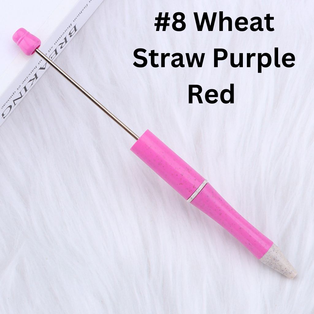 Environmental Wheat Straw Theme DIY Plastic Beadable Pen in Solid Colors, 147MM