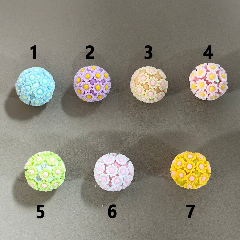 Colorful Mini Cute Flowers AB Rhinestones Round Clay Beads, 18MM, Please Read the Description