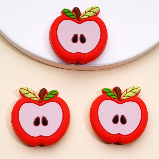 Cute Vivid Red Apples Silicone Focal Beads