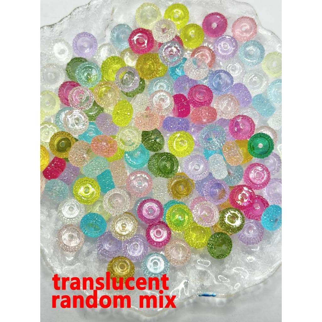 Translucent Color Wheel Acrylic Beads with Sugar Spacer Texture on Side,  Random Mix, 12MM