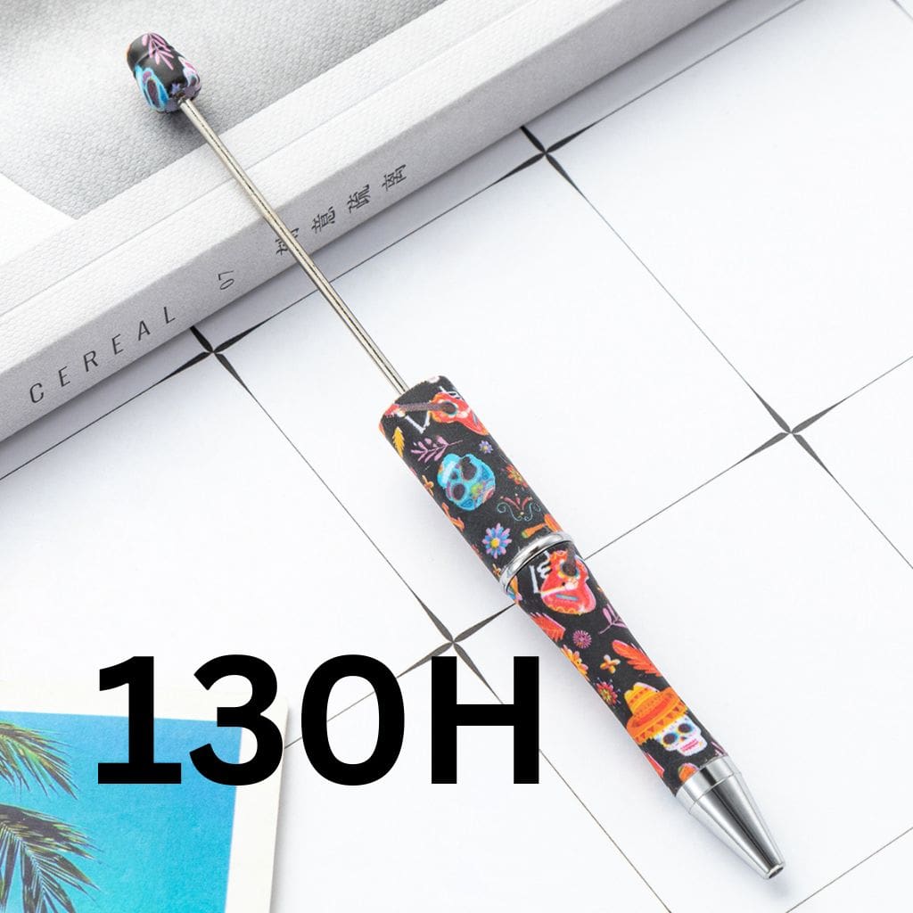 Black Color Skull Halloween Printed Beadable Pens Number 130H