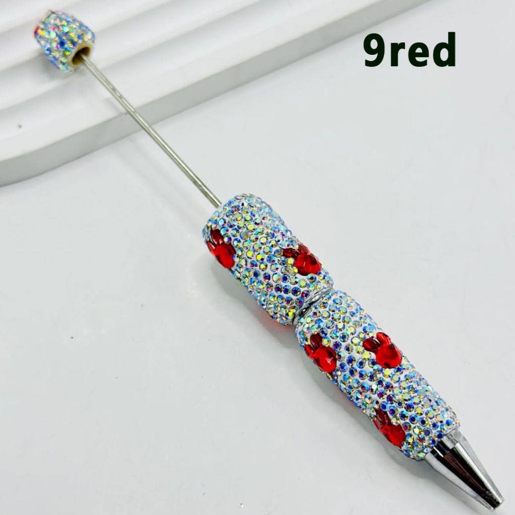 Beadable Clay Pens with AB Color & Colorful Bunny Rabbit Head Rhinestones Covered the Entire Pen