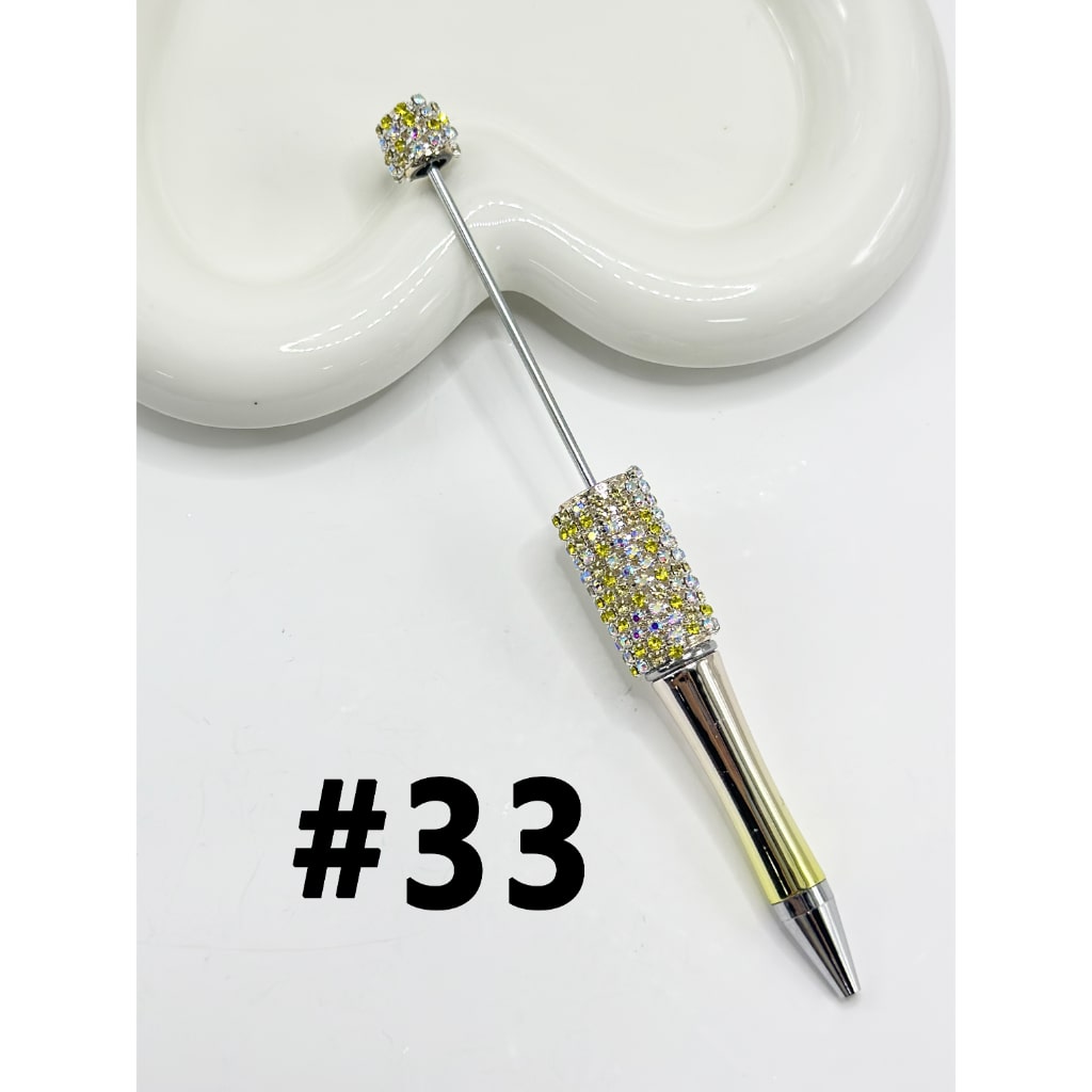 DIY Beadable Pen with Multi-Color Rhinestone Chain in Solid Colors