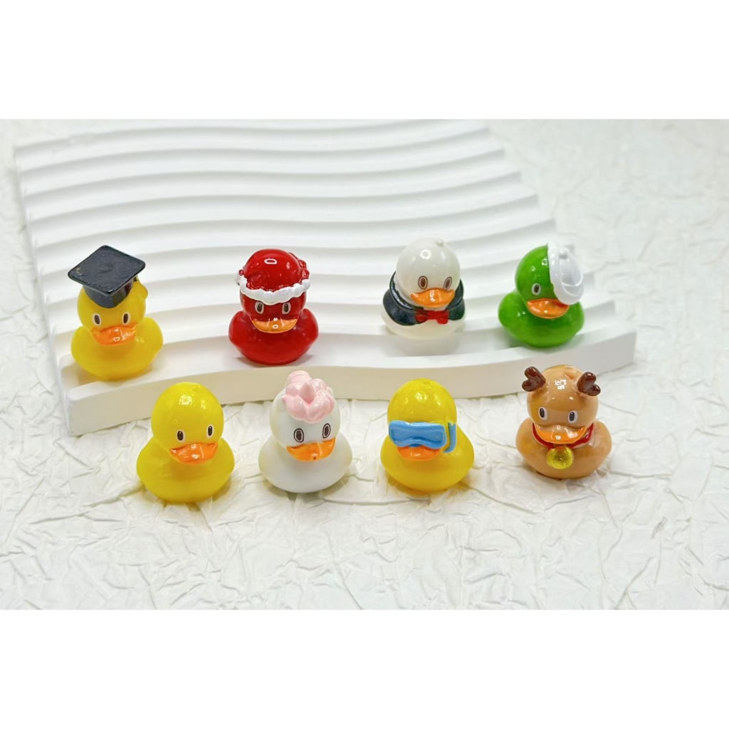 Mini Cute Baby Duck Pen Topper Acrylic Beads, Random Mix, Around 24MM Tall