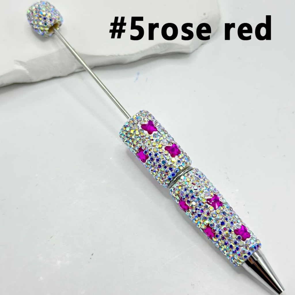 Beadable Clay Pens with Multi-Color Butterflies Mini AB Rhinestones Covered the Entire Pen