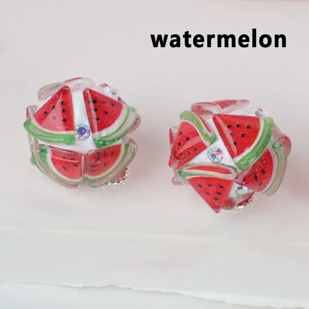 Cute Vivid Fruits Pineapples Strawberries Peaches Carrots Watermelons Cherries AB Rhinestones White Round Clay Beads, Around 16MM