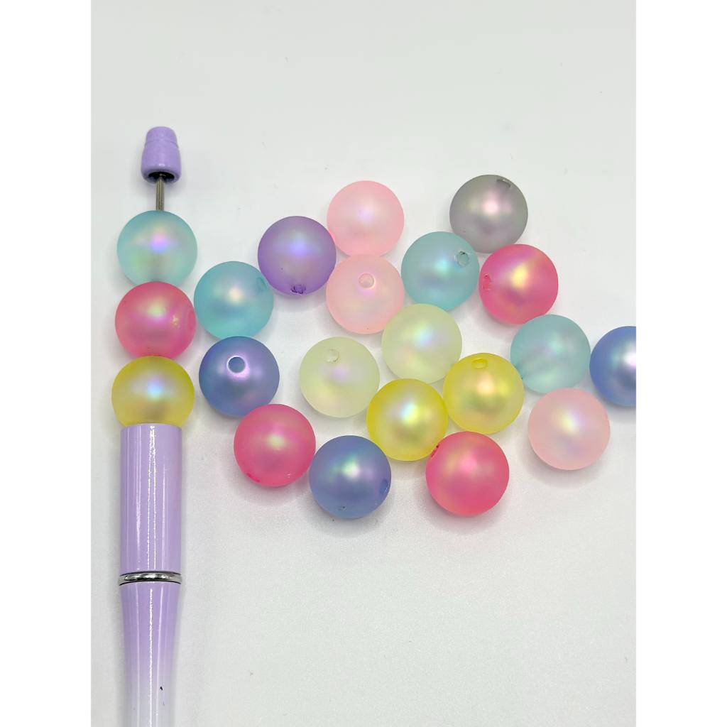 Jelly Color UV Rubber Coating Frosted Acrylic Beads, 16mm