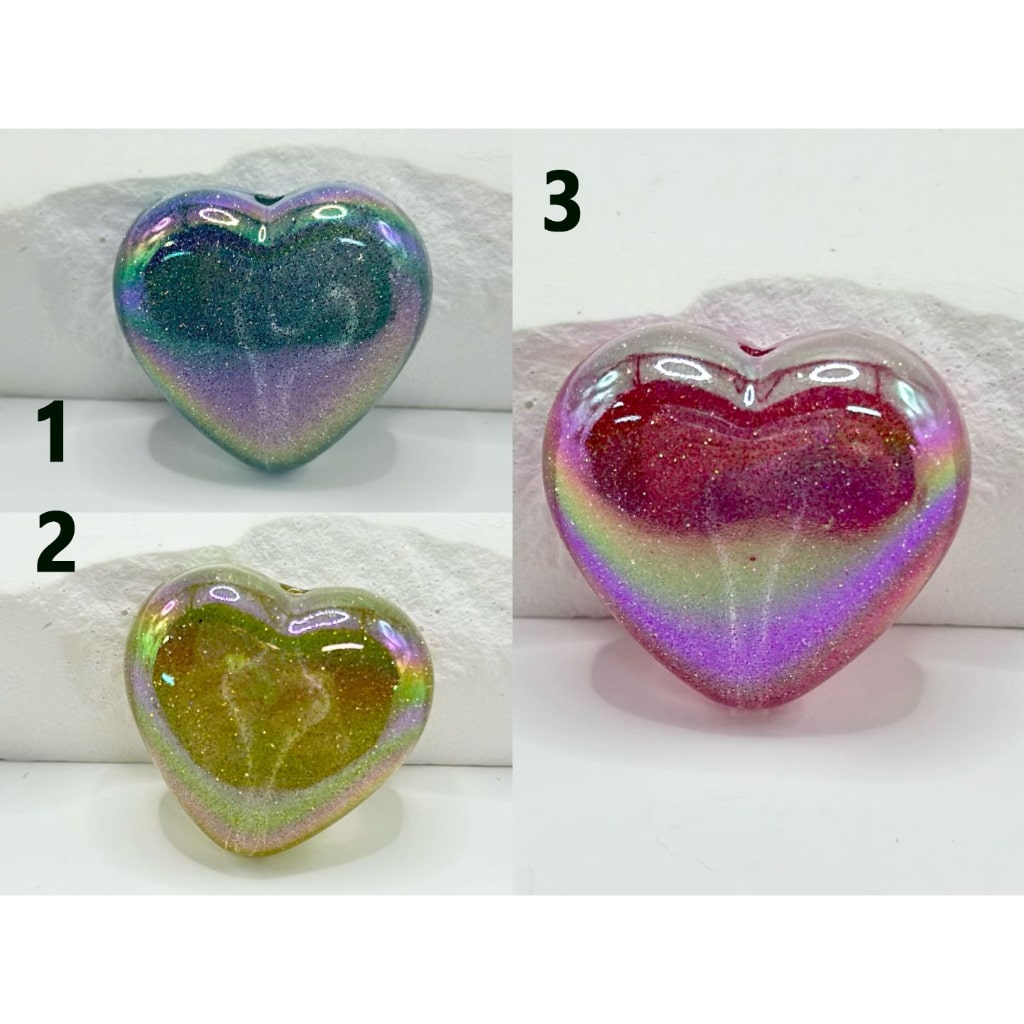 Exquisite UV Finish Glittery Glossy Heart Acrylic Beads, Around 25*27MM, Please Read the Description