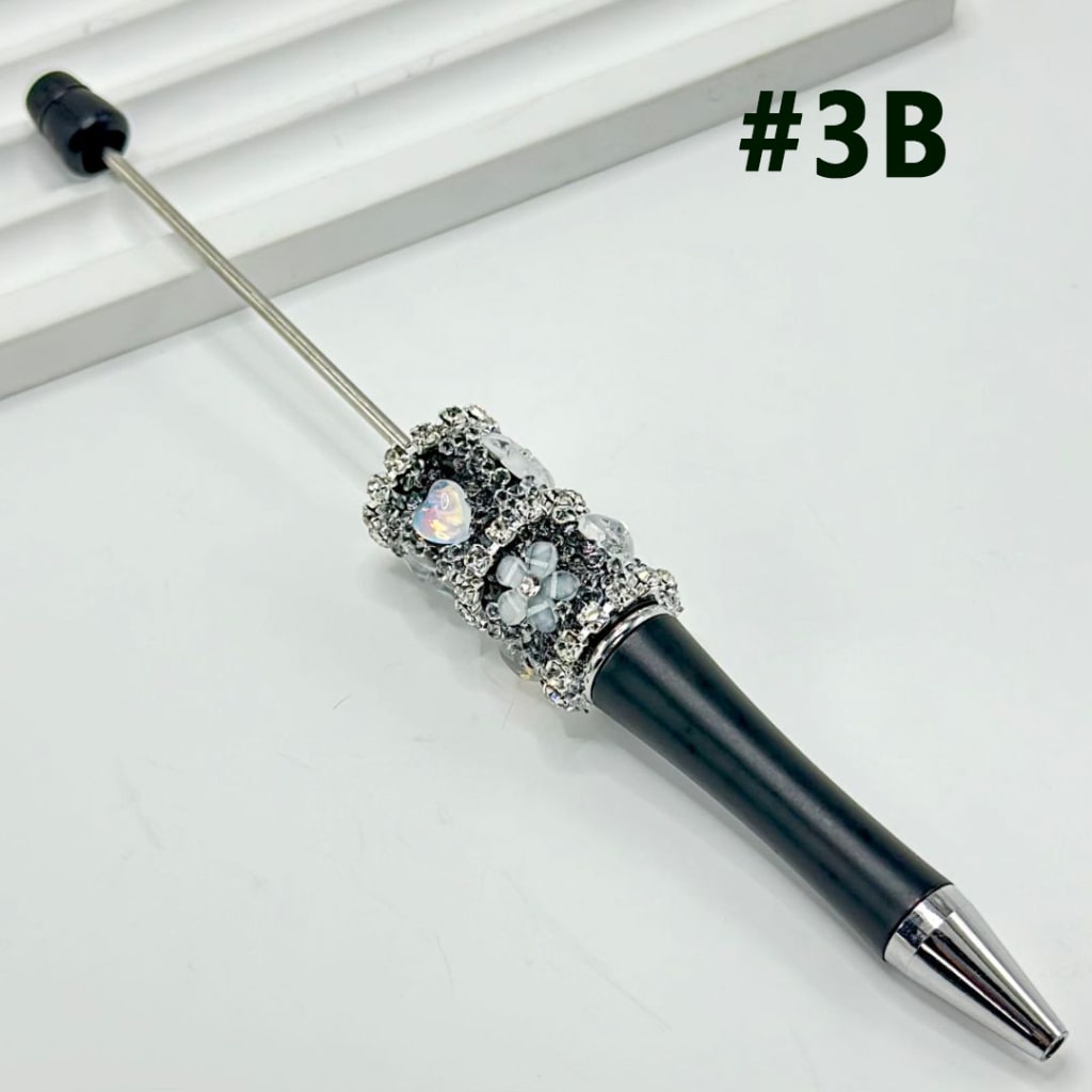 DIY Beadable Pen with Clear Rhinestone Chain Mini Cute Flowers Clear Hearts in Solid Color