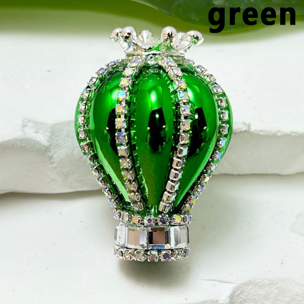 Metallic Color Hot Air Balloon Acrylic Beads with Silver Alloy Crown AB Rhinestones Chains, Around 36*25MM