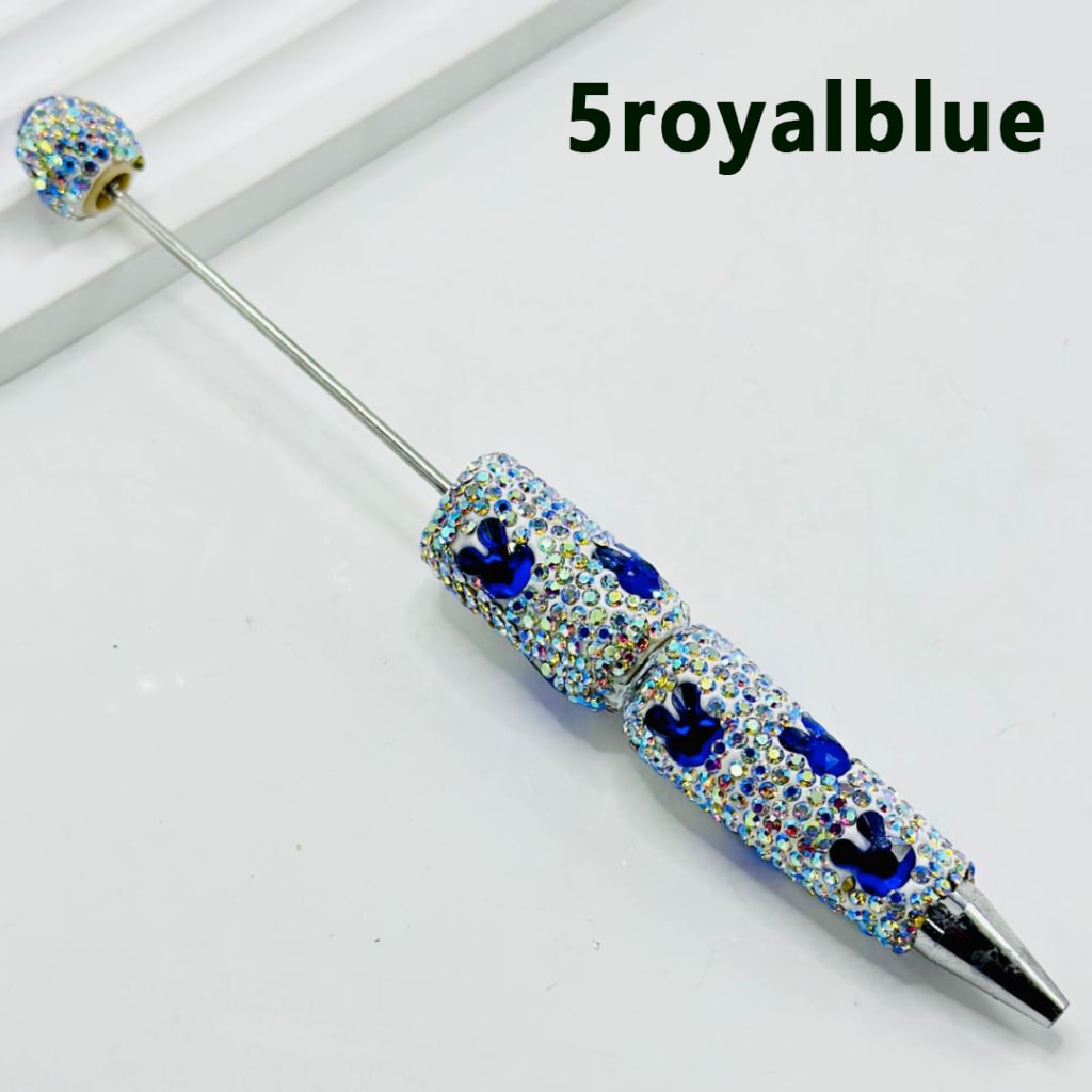 Beadable Clay Pens with AB Color & Colorful Bunny Rabbit Head Rhinestones Covered the Entire Pen