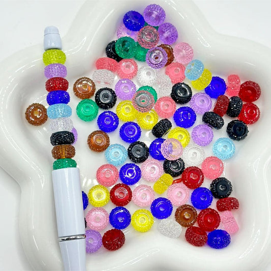 Colorful Wheel Acrylic Beads with Sugar Spacer Texture on Side