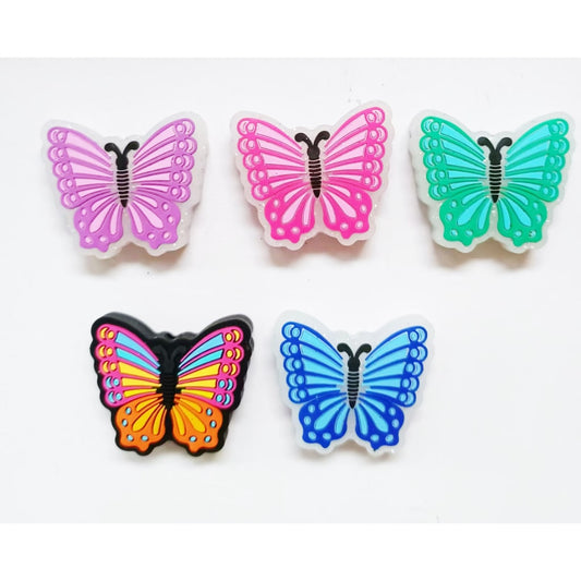 Vivid Cute Colorful Butterflies Silicone Focal Beads, Random Mix