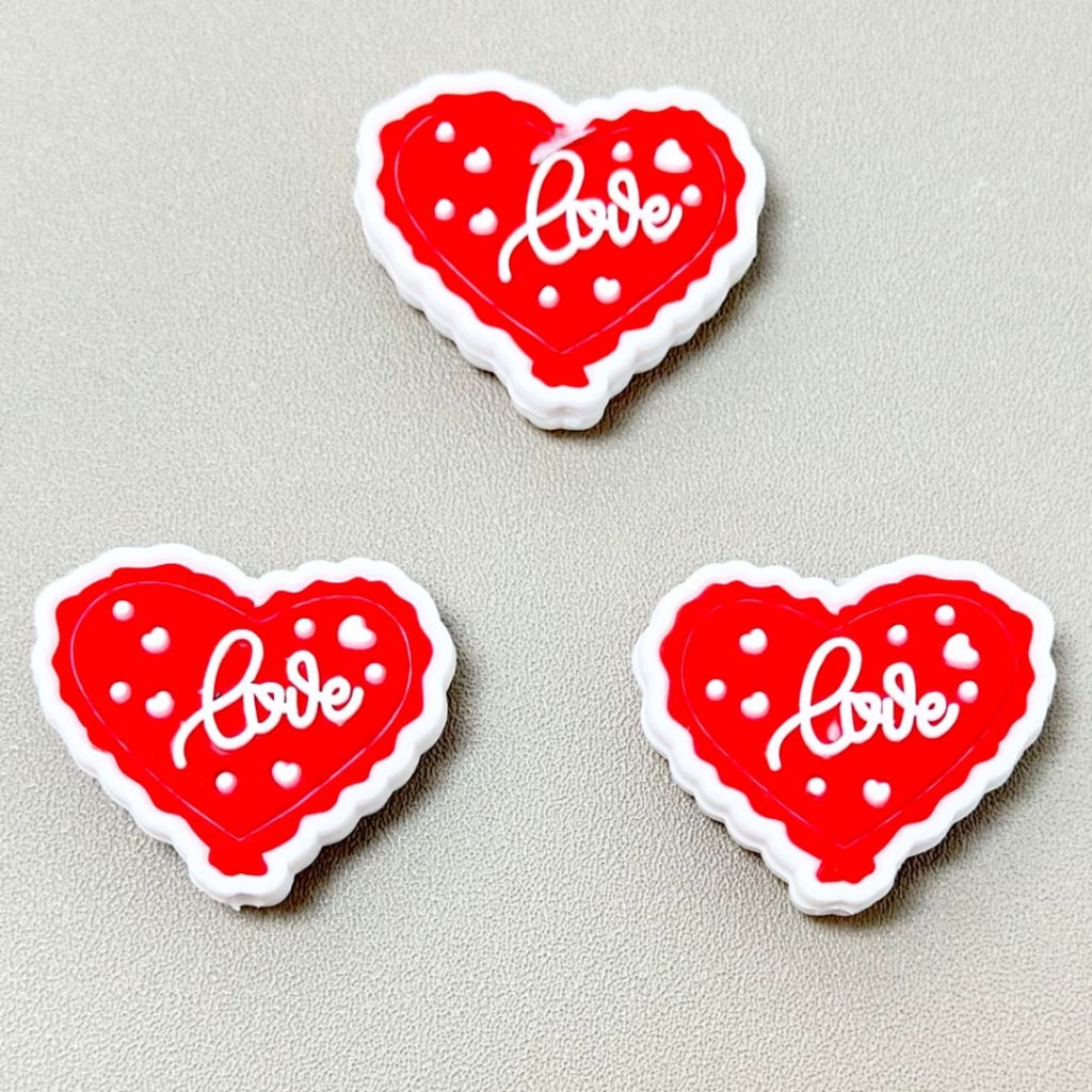 Cute Red Heart Love Valentine's Day Silicone Focal Beads