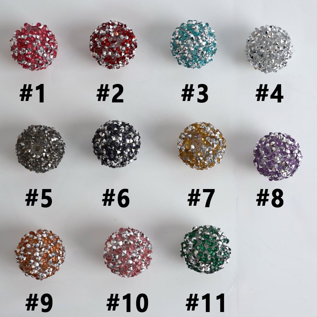 Bling Bling Colorful Cone Shape Rhinestones Round Sugar Acrylic Beads, 20MM, Please Read the Description