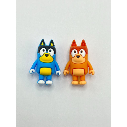 3D Little Blue/Orange Puppy Dog Silicone Focal Beads,random mix