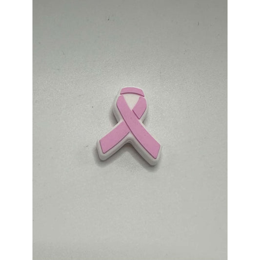 Purple Pink Ribbon for Cancer Awareness Silicone Focal Beads